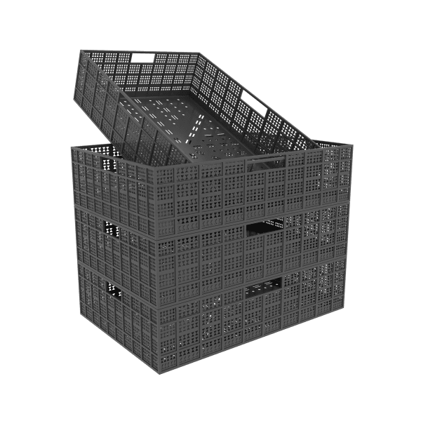 Fruit & Veg Crate Black 600X400X150 Tr