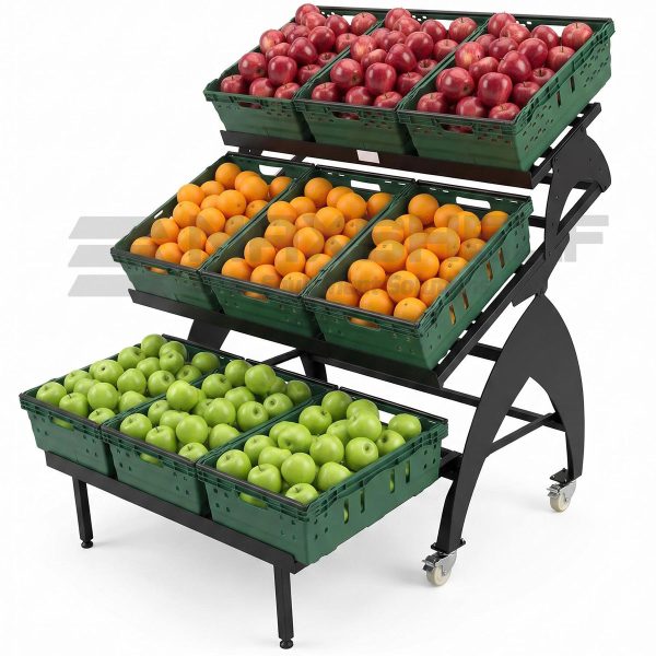 3-Tier Tilting Fruit & Vegetable Display Stand | W1205 × D790 × H1415mm