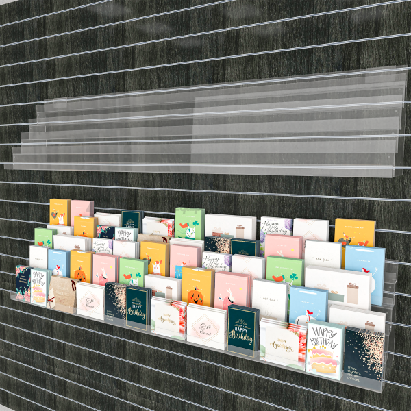 1000mm ACRYLIC CARD RACK 5 TIER SLATWALL