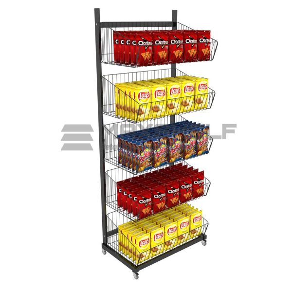 5 TIER BASKET STAND BLACK H1500 W575 D450