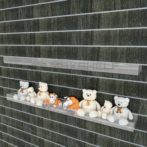 60CM ACRYLIC CLOSED END DVD SHELF SLATWALL