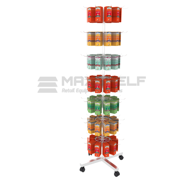 SPINNING RACK WITH HOOKS 7 TIERS D430mm*H1620mm WHITE