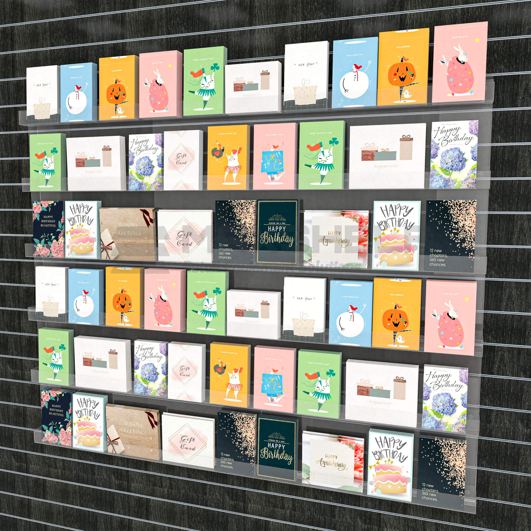Acrylic Gift Paper Rack Slatwall - Maxshelf - Retail Equipment Solutions