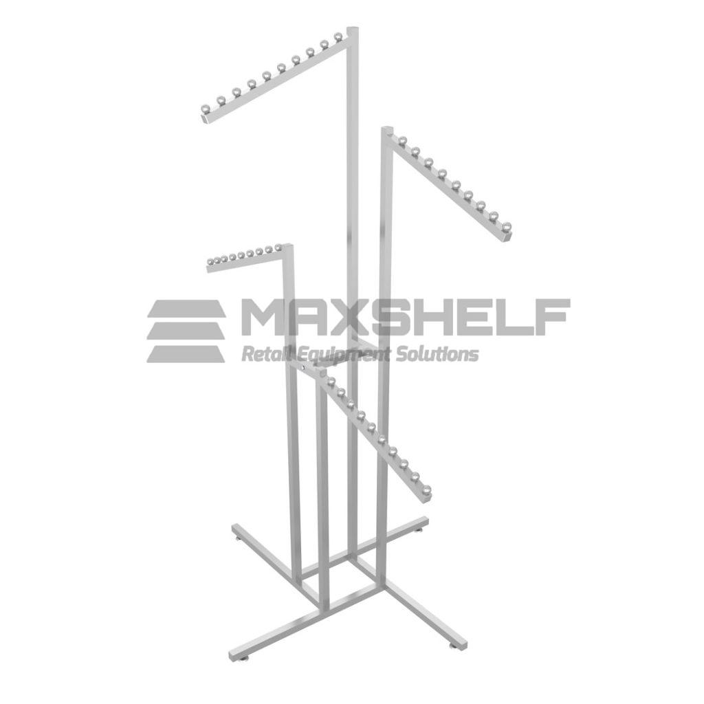 Hanging Retail Arm Square Rails ADJUSTABLE 4 ARM RAIL & 4 X WATERFALL ARM 450MM - Maxshelf - Retail ...