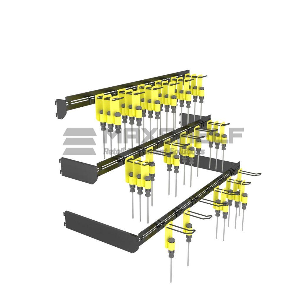 Tool Display Tiered Display Rail (3 Set) - Maxshelf - Retail Equipment ...