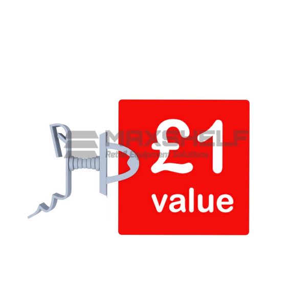 DOUBLE SIDED SQUARE �1 VALUE RED & WHITE incl CLIP