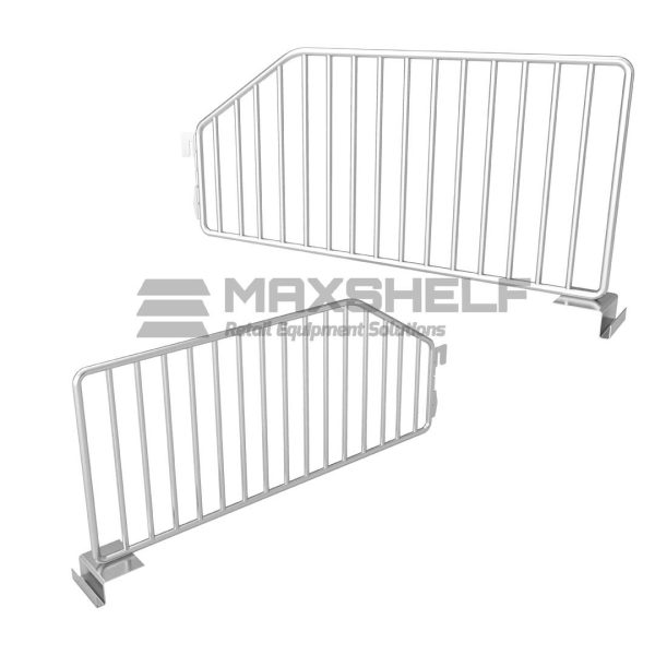 Wire riser divider (angled) for shop shelving