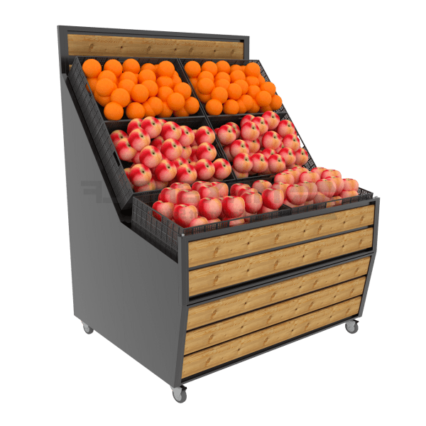 Sls 6 Crate Fruit & Veg Wall Unit Castors MR3 (No Crates)