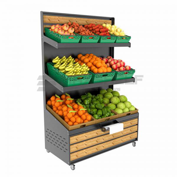 3-Tier Fruit and Veg Display Stand on Castors - Indoor & Outdoor