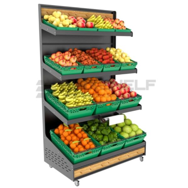SLS 3 TIER FRUIT & VEG WALL UNIT ON CASTORS MR6