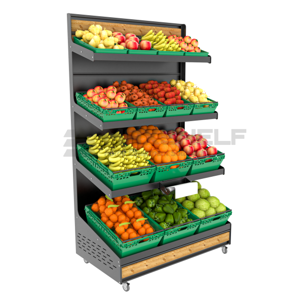 Sls 4 Tier Fruit & Veg Wall Unit On Castors MR6-4