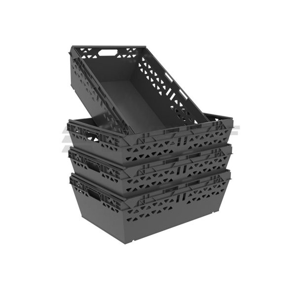 FRUIT & VEG BALE CRATE BLACK SMALL 400X300X180 UK