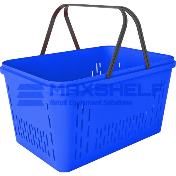 Plastic Shopping Baskets 2 Handles - 28 Litre Capacity - Blue