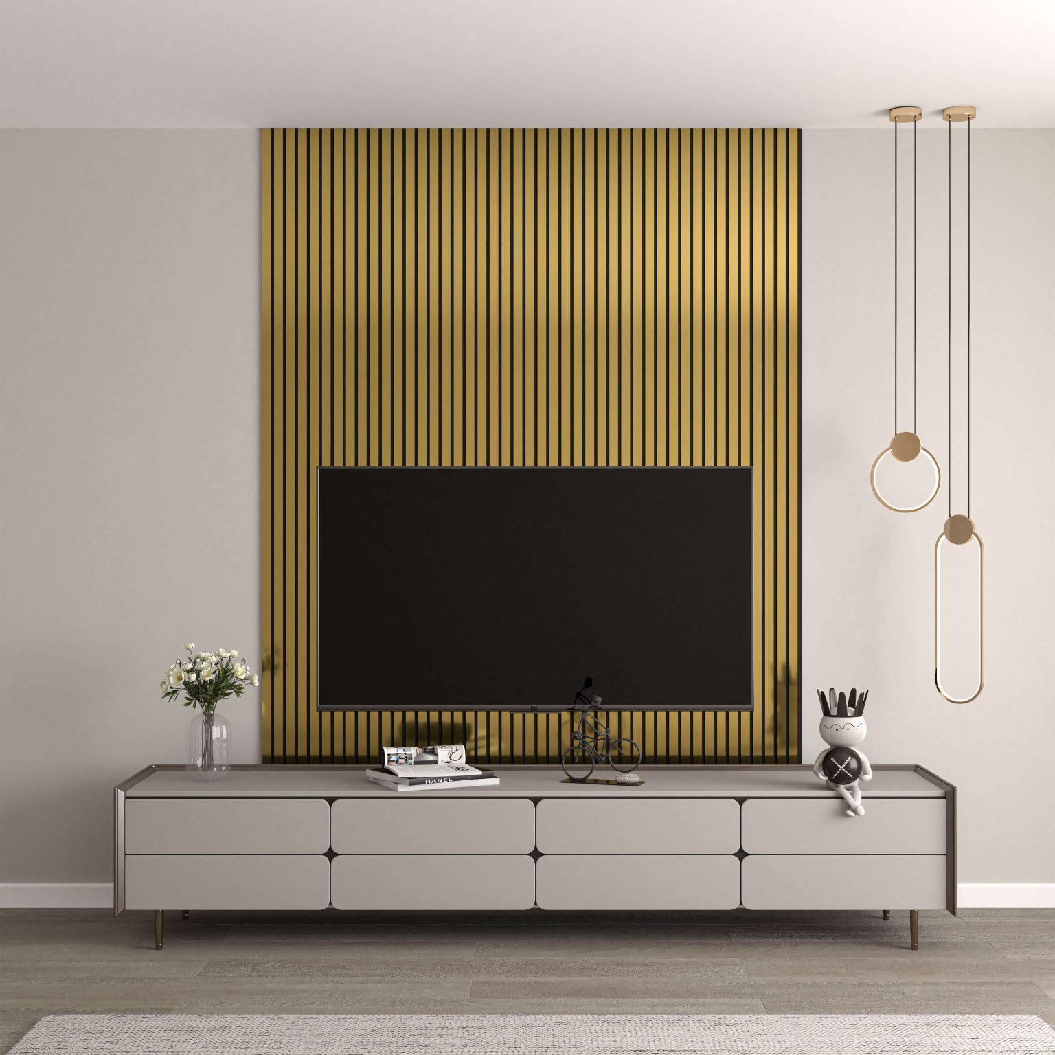 9 - DECORATIVE SLATWALL STRIPS METALIC GOLD 118*2900*11mm (1231 -0332D