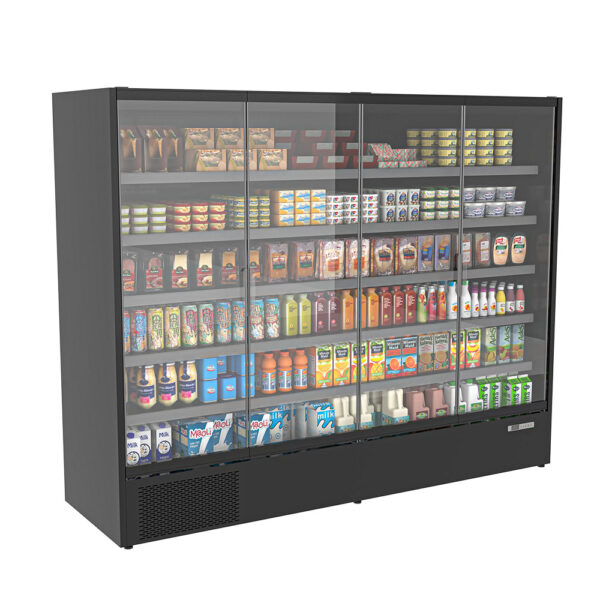 FOUR GLASS DOOR UPRIGHT CHILLER (NO LABOUR WARRANTY - 1 YEAR PARTS ONLY) (2010mm x 2560mm x 740mm)