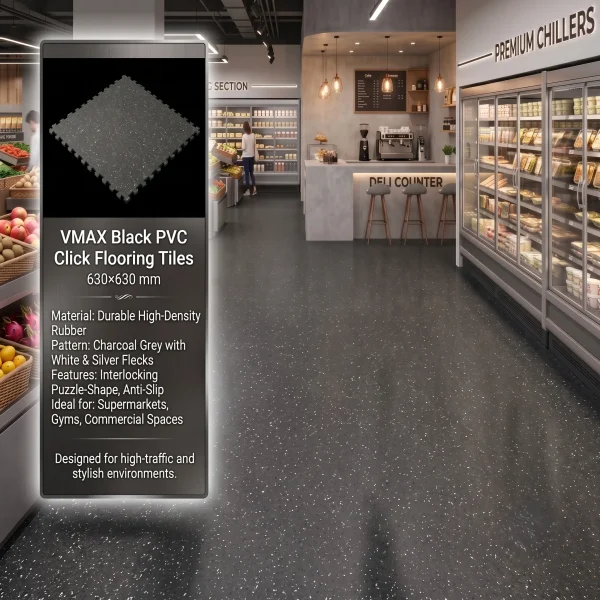 Black PVC Click Flooring Tiles 630×630 — Price Per sqm