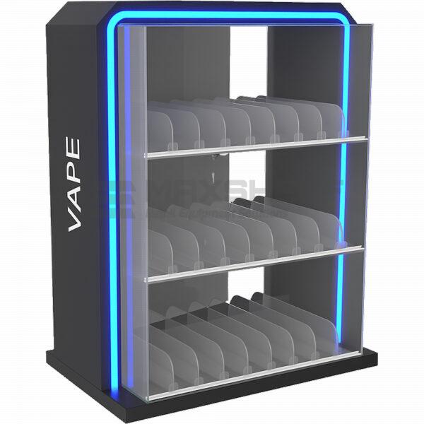 Vape Display Case Blue LED 3 Shelf