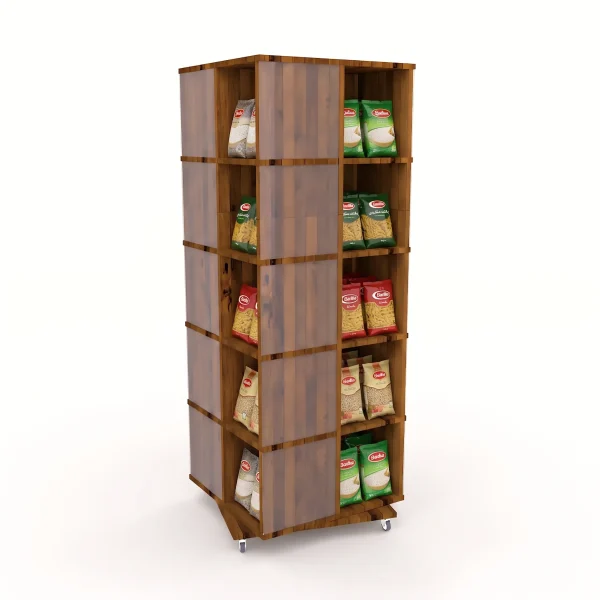 Spinning Rustic Wooden Effect Versatile Display