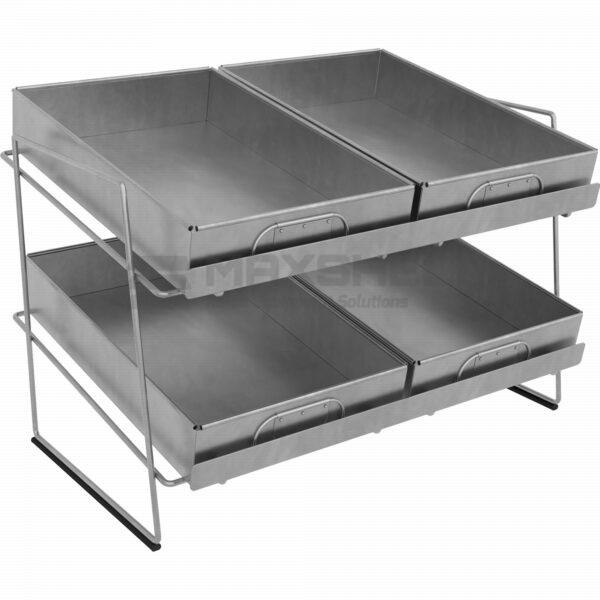 2 Tier Countertop Galvanised Metal Tray Display | Fruit & Veg Stand