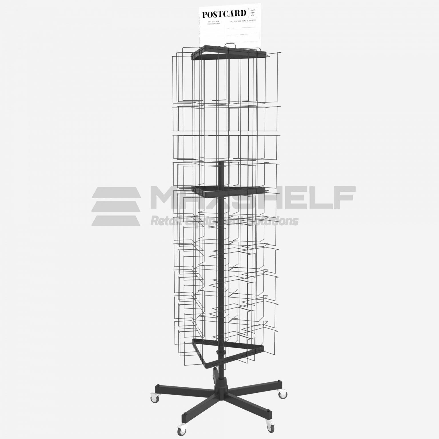 Postcard Spinner Rack Black Spinning Postcard Display Rack on Castors | Maxshelf UK