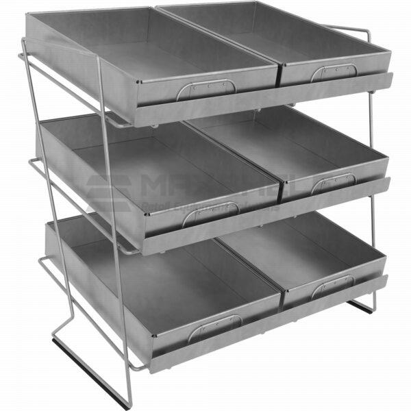 3 Tier Countertop Galvanised Metal Tray Display | Fruit & Veg Stand