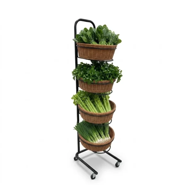 4 Tier Round Wicker Basket Display