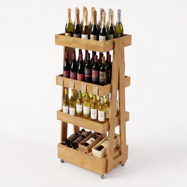 4 Tier Wooden A-Frame Retail Display Rack on Castors | 1341mm H
