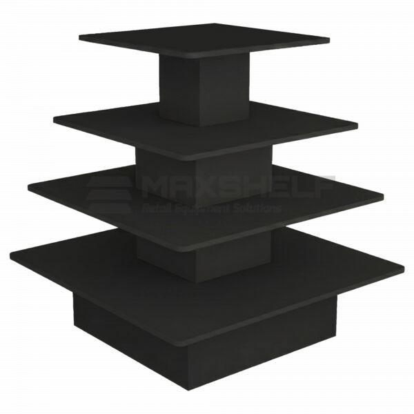 4 Tier Black Wooden Pyramid Display Table | Large Retail Island Merchandiser
