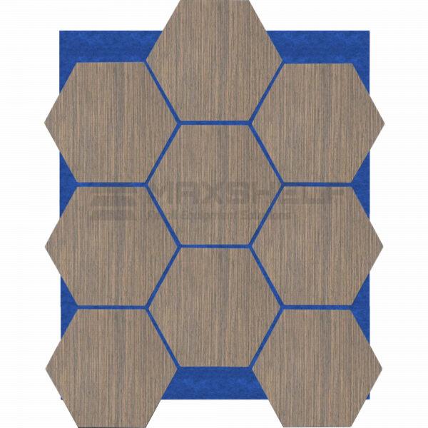 Acoustic Hexagon Wall Panel – Walnut Blue
