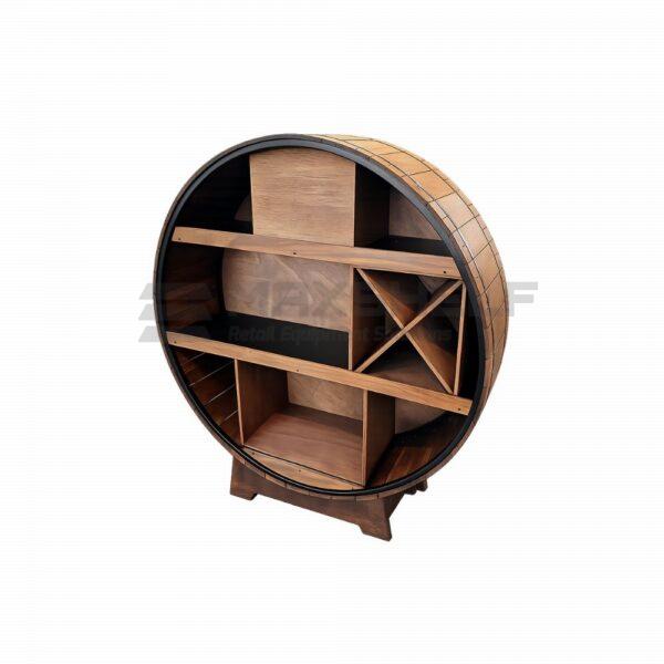 Warm Oak Wine Barrel Display – Retail Wine Stand