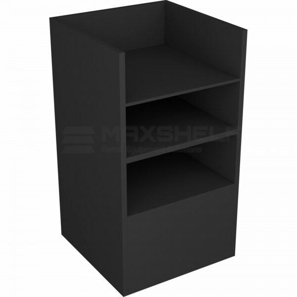 Cash Register & Till Stand with Storage Shelves – Black