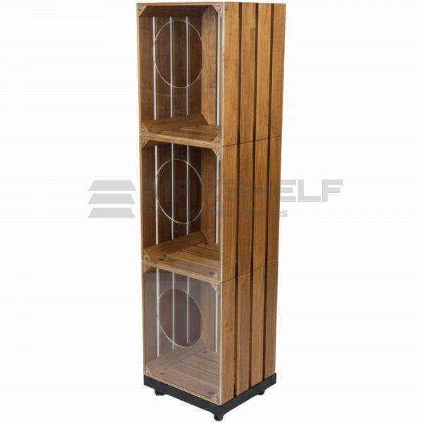 3 Tier Wooden Crisp Crate Display Stand with Castors