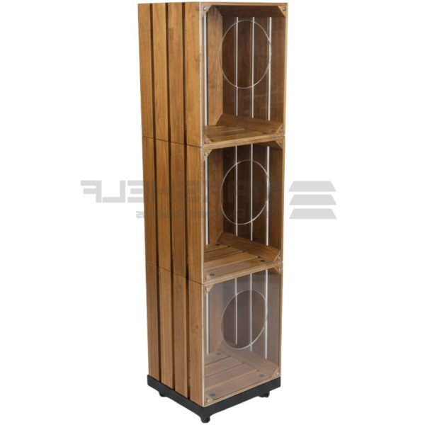 3 Tier Wooden Crisp Crate Display Stand with Castors