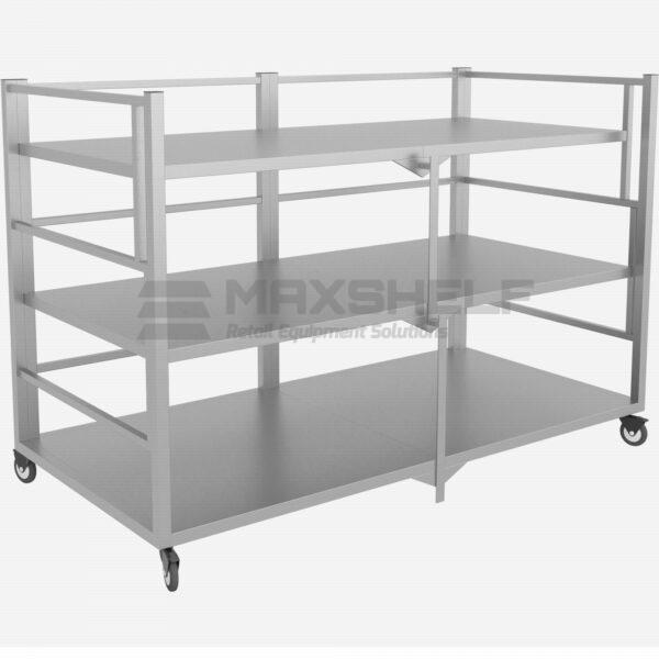 Heavy Duty Galvanized Metal Retail Cart on Castors | 3 Tier Mobile Trolley