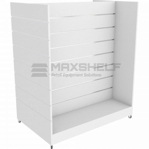 Wide Mobile Quad-Sided Slatwall Display Unit – White