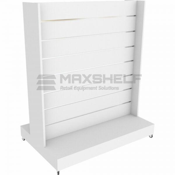 Mobile Double-Sided Slim Slatwall Display Unit – White