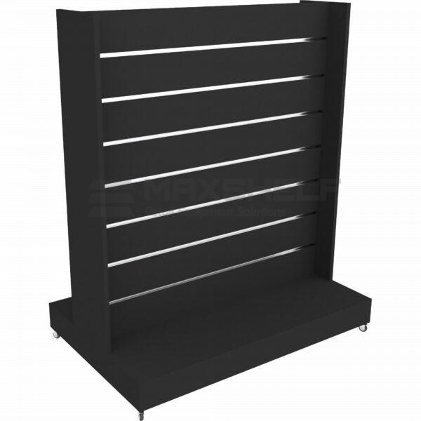Mobile Double-Sided Slim Slatwall Display Unit – Black