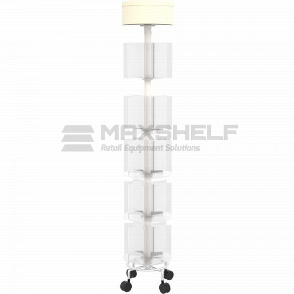 Spinning Acrylic Magazine Display – 5 Tier with Castors