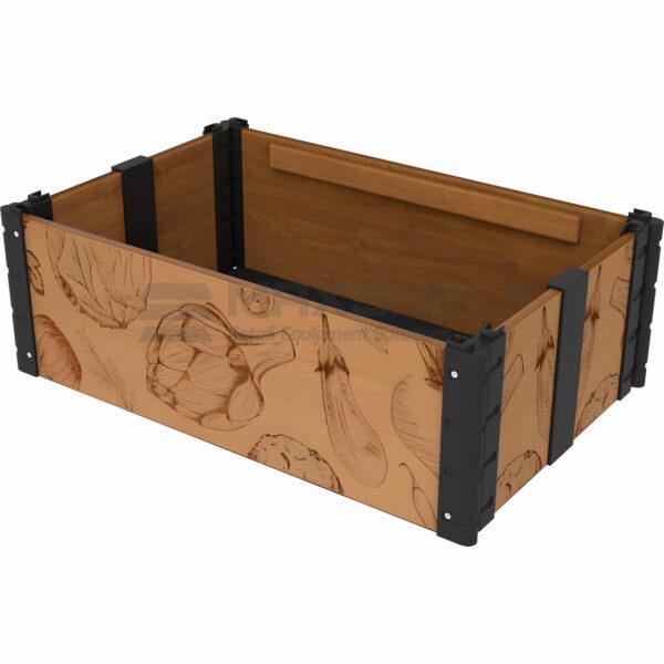 Folding Veg-Print Wooden Display Crate | 600x400x200mm | Pine & Walnut Variants