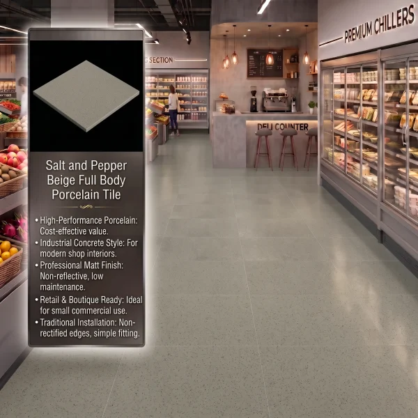 Salt and Pepper Beige Full Body Porcelain Tile – 600x600x10mm (R10)