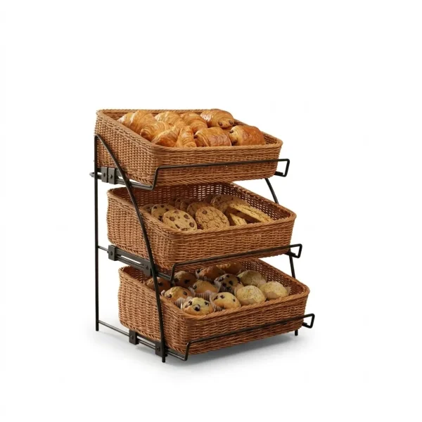 3 TIER ANGLED WICKER CRATE COUNTER STAND