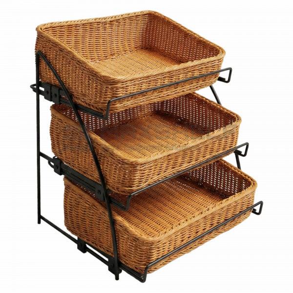 3 TIER ANGLED WICKER CRATE COUNTER STAND