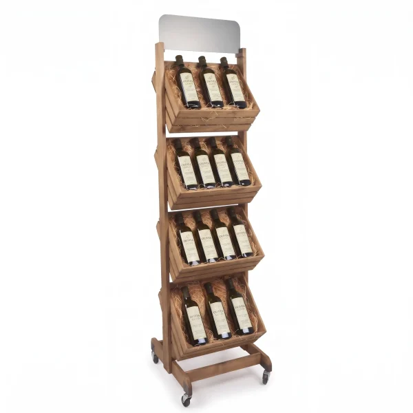 4 TIER ANGLED WOODEN CRATE STAND