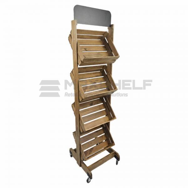 4 TIER ANGLED WOODEN CRATE STAND