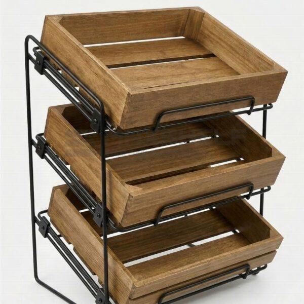 3 TIER ANGLED WOODEN CRATE COUNTER STAND 460*270*558