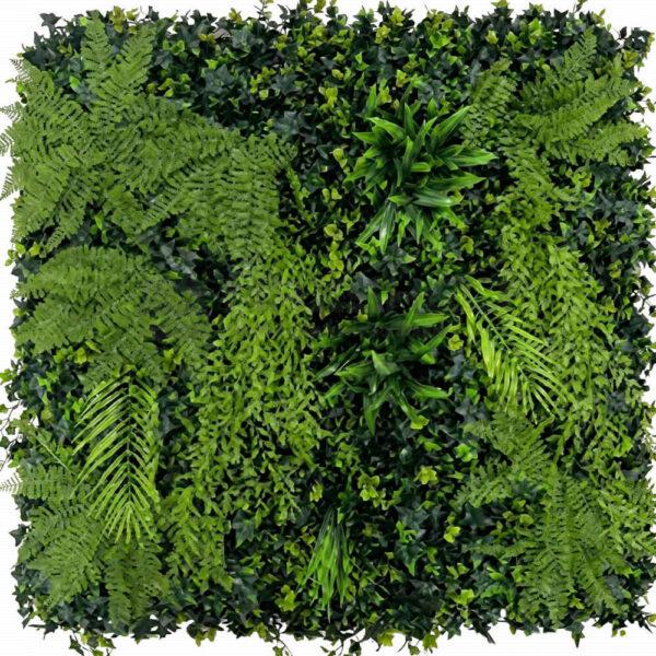 Lush Tropical Faux Foliage Wall Panel 100x100cm | Long Forest Leaf Dense