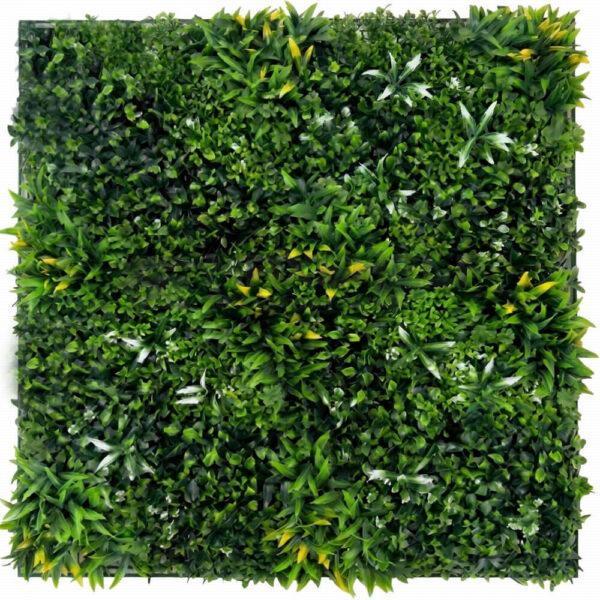 Mixed Round & Pointed Leaf Artificial Greenery Wall Panel 100x100cm | Natural Variety