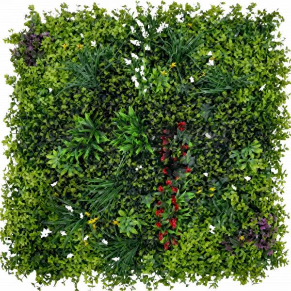Mixed Leaf & Grass Artificial Plant Wall Panel 100x100cm | Small Foliage Detail