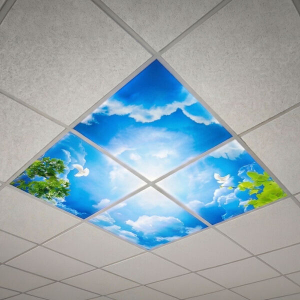 VMAX Pigeon Sky LED Ceiling Light Panel – Set of 4 | Artificial Sky Effect | 600×600mm