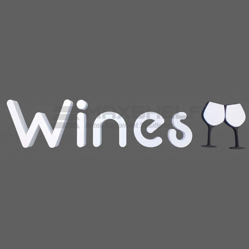 3D Foam Letter Sign – "Wines" with Wine Glass Icons | Self-Adhesive | 1814mm